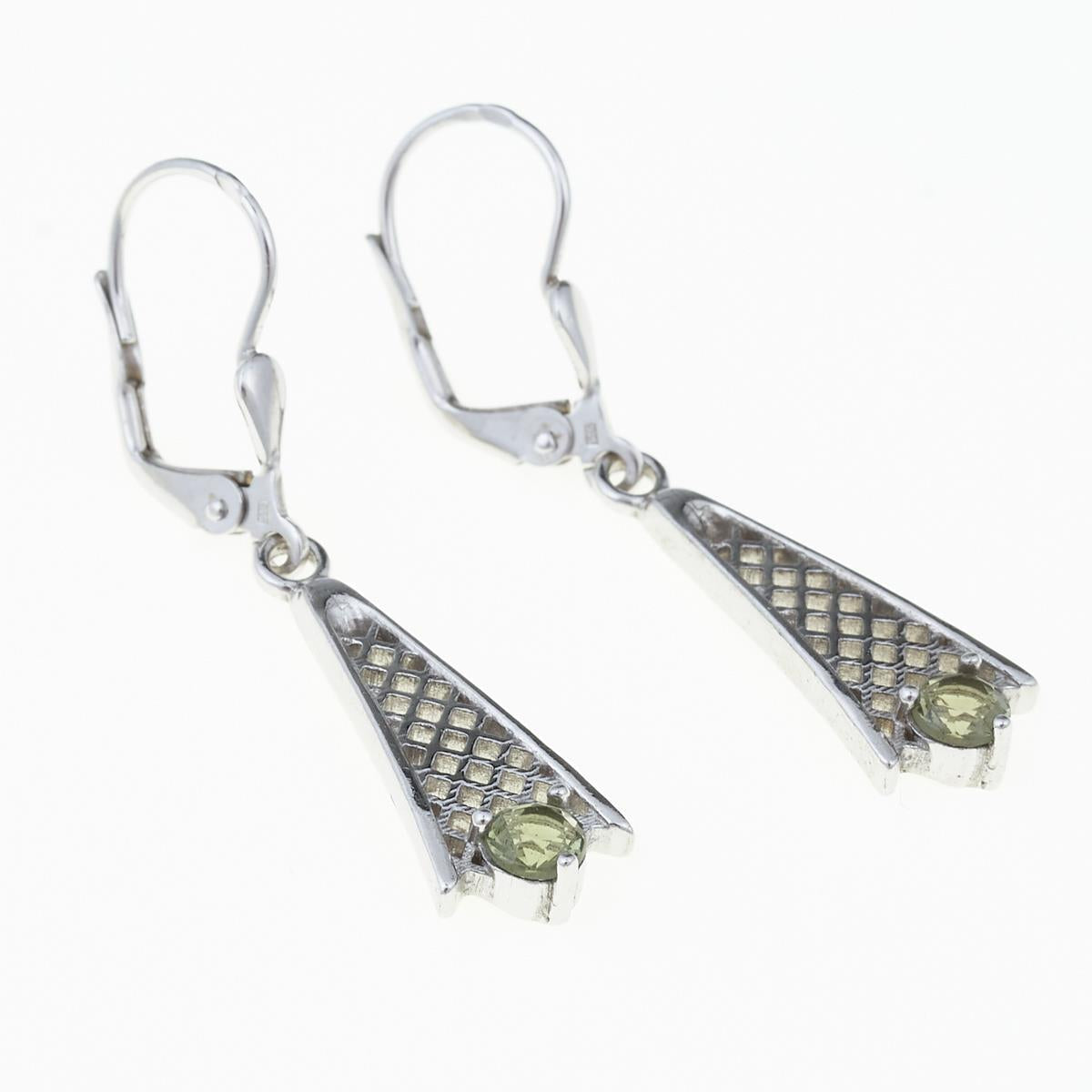 Silver earrings with moldavites 2116-4