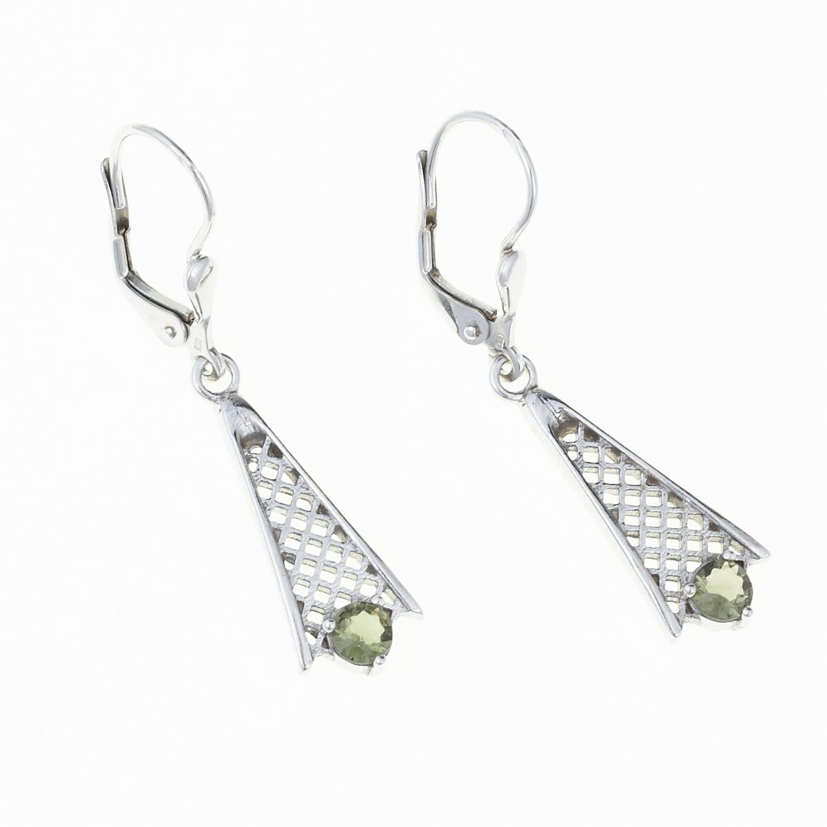 Silver earrings with moldavites 2116-4