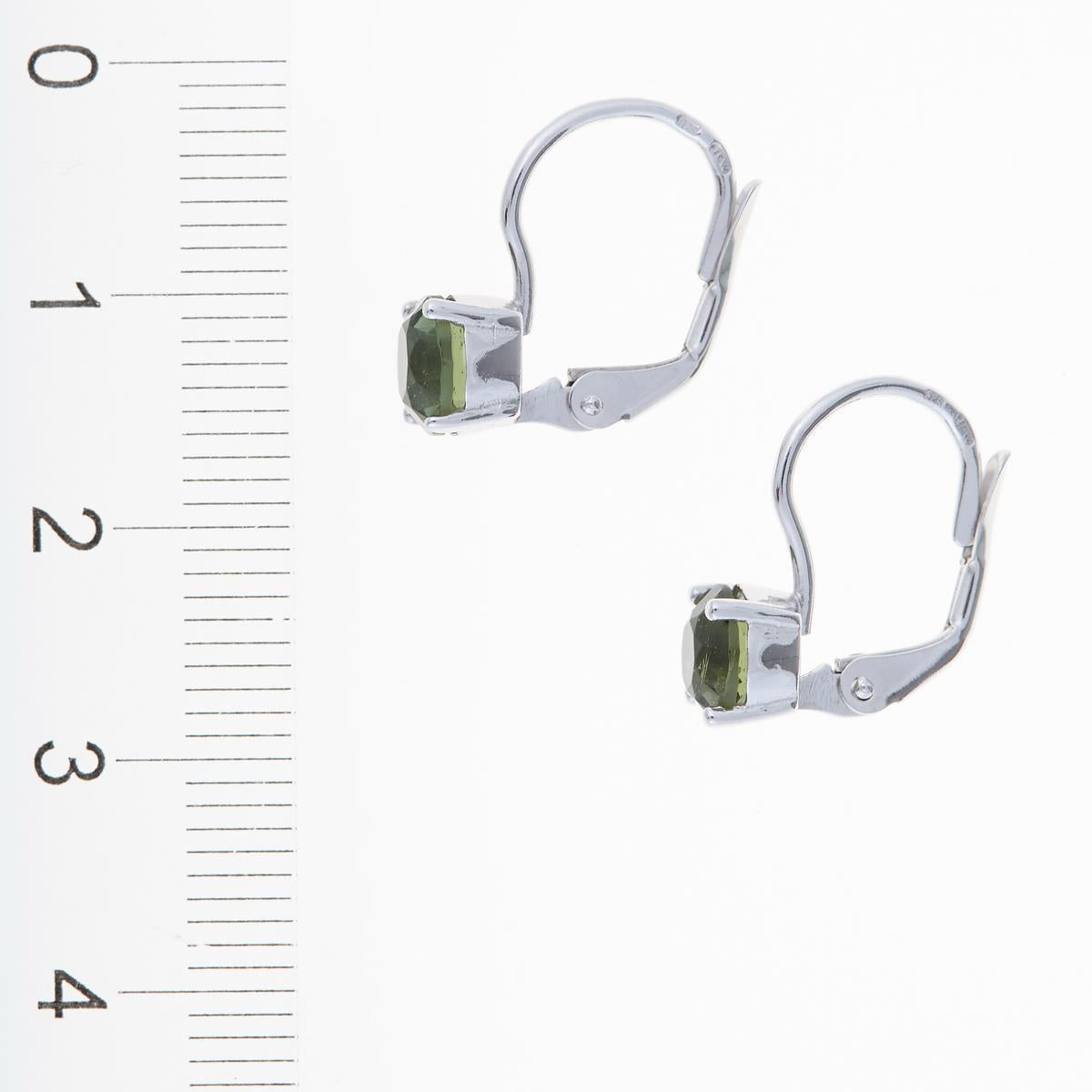 Silver earrings with moldavites 2137-4