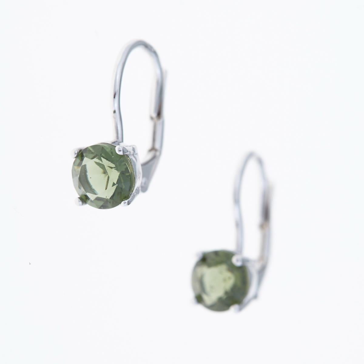 Silver earrings with moldavites 2137-4