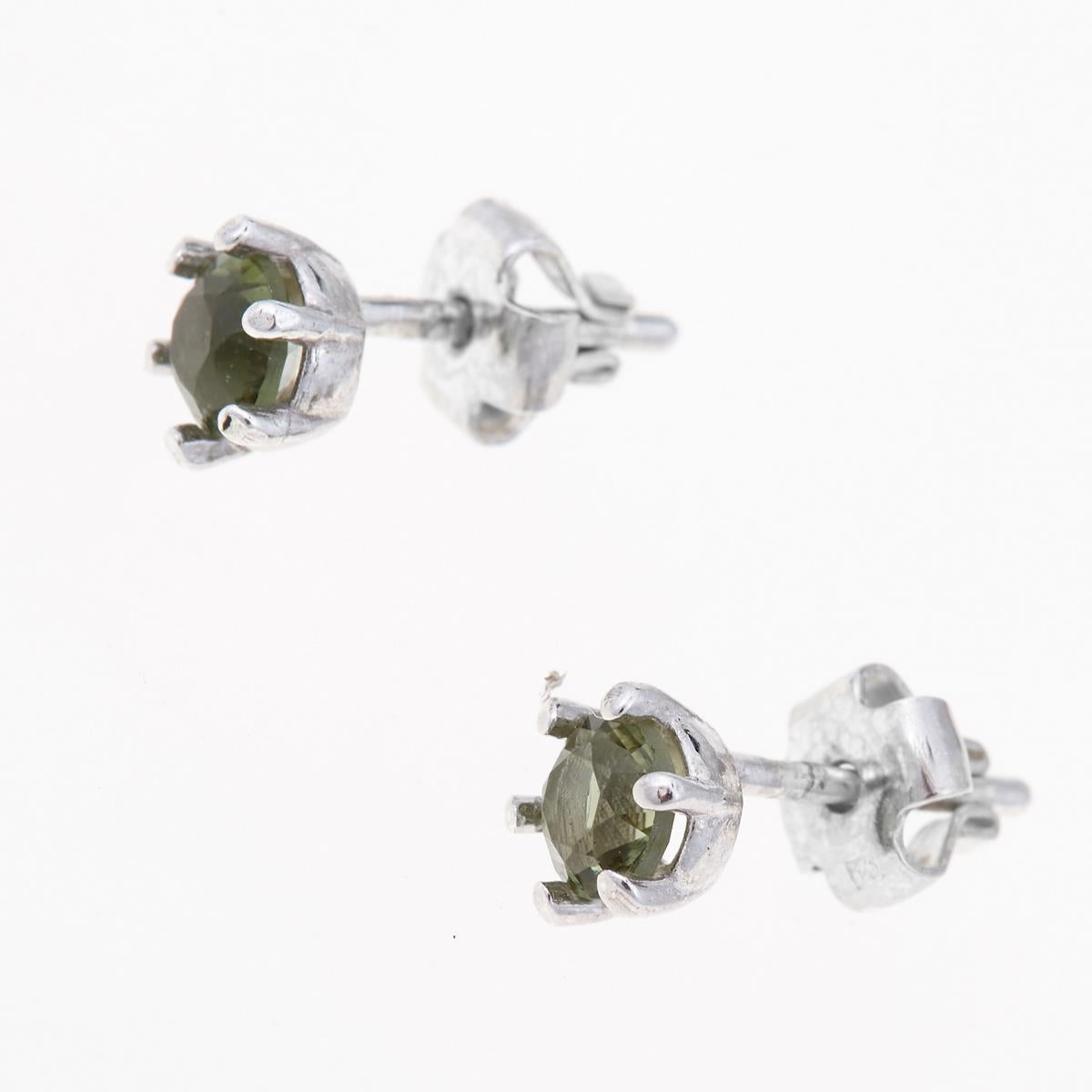 Silver earrings with moldavites 2138-2