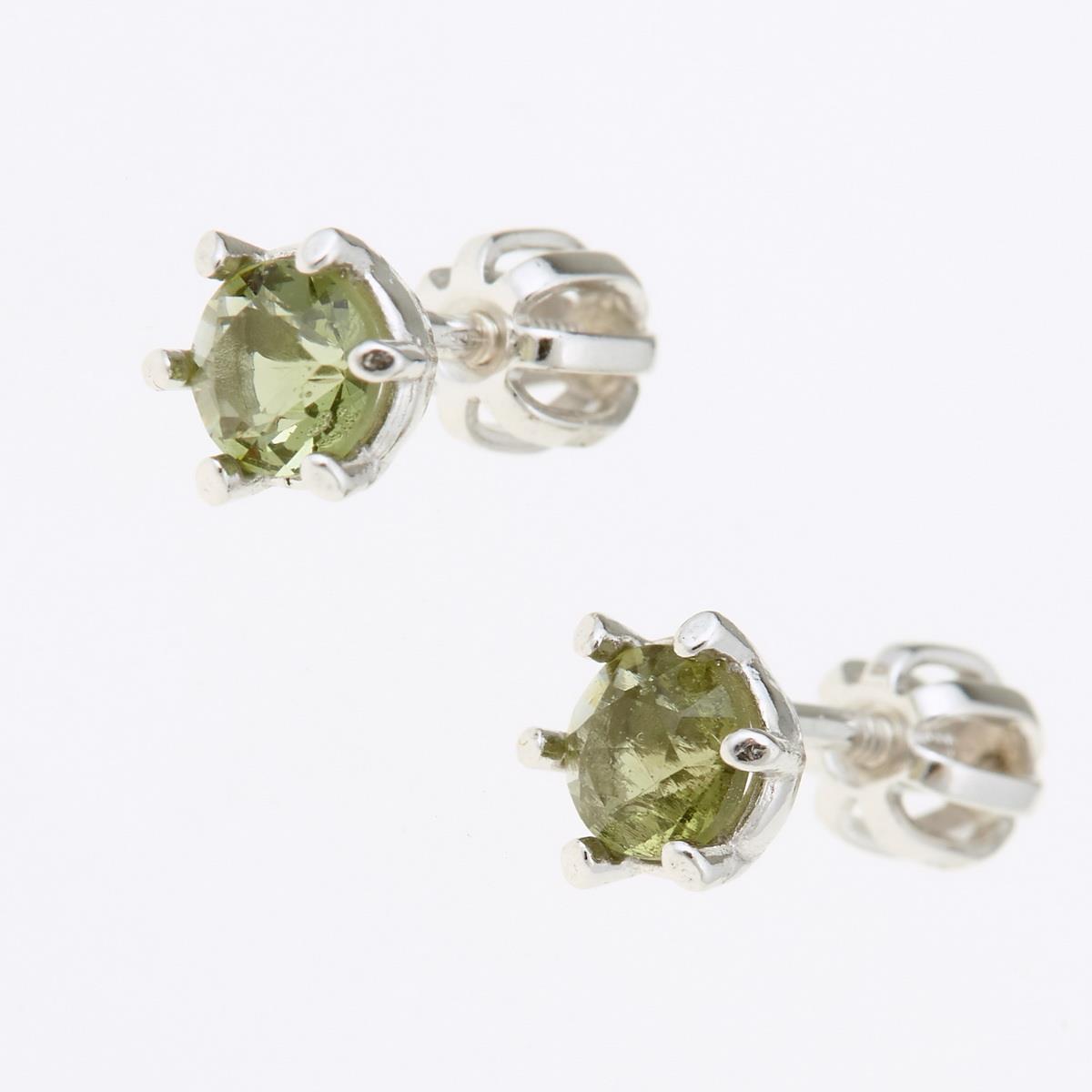 Silver earrings with moldavites 2138-3
