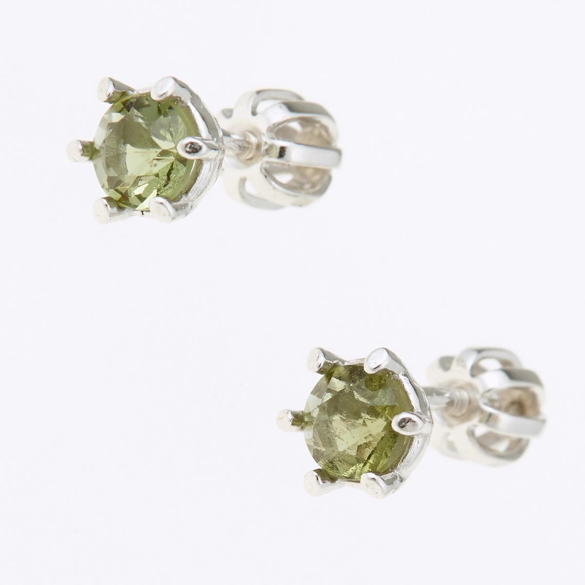 Silver earrings with moldavites 2138-3