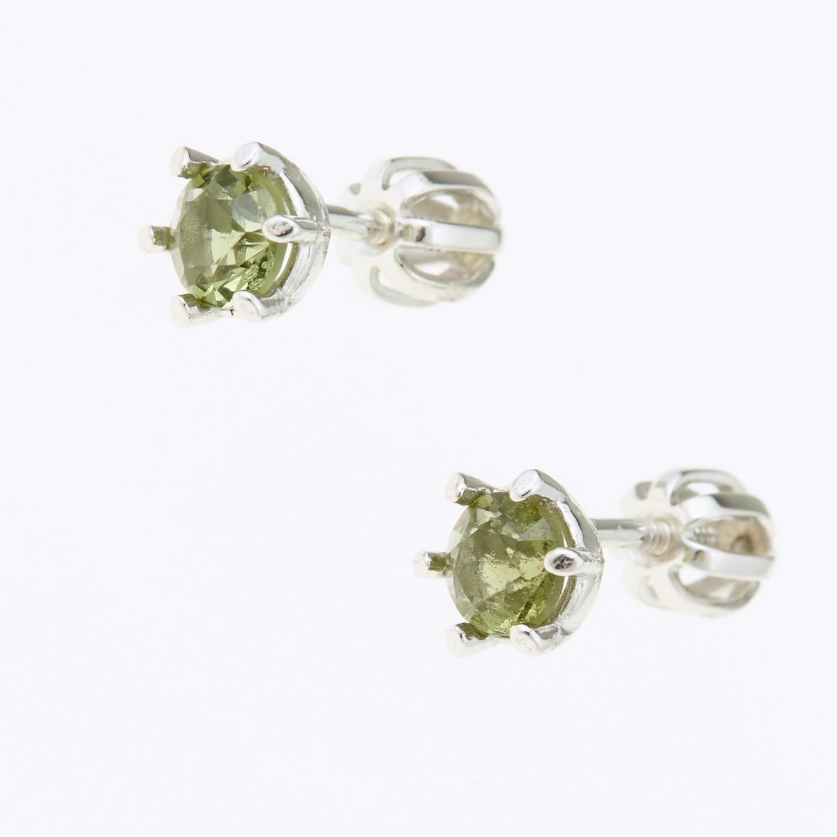 Silver earrings with moldavites 2138-3