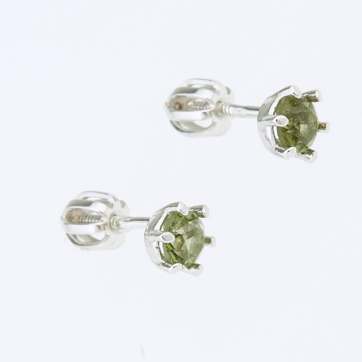 Silver earrings with moldavites 2138-3