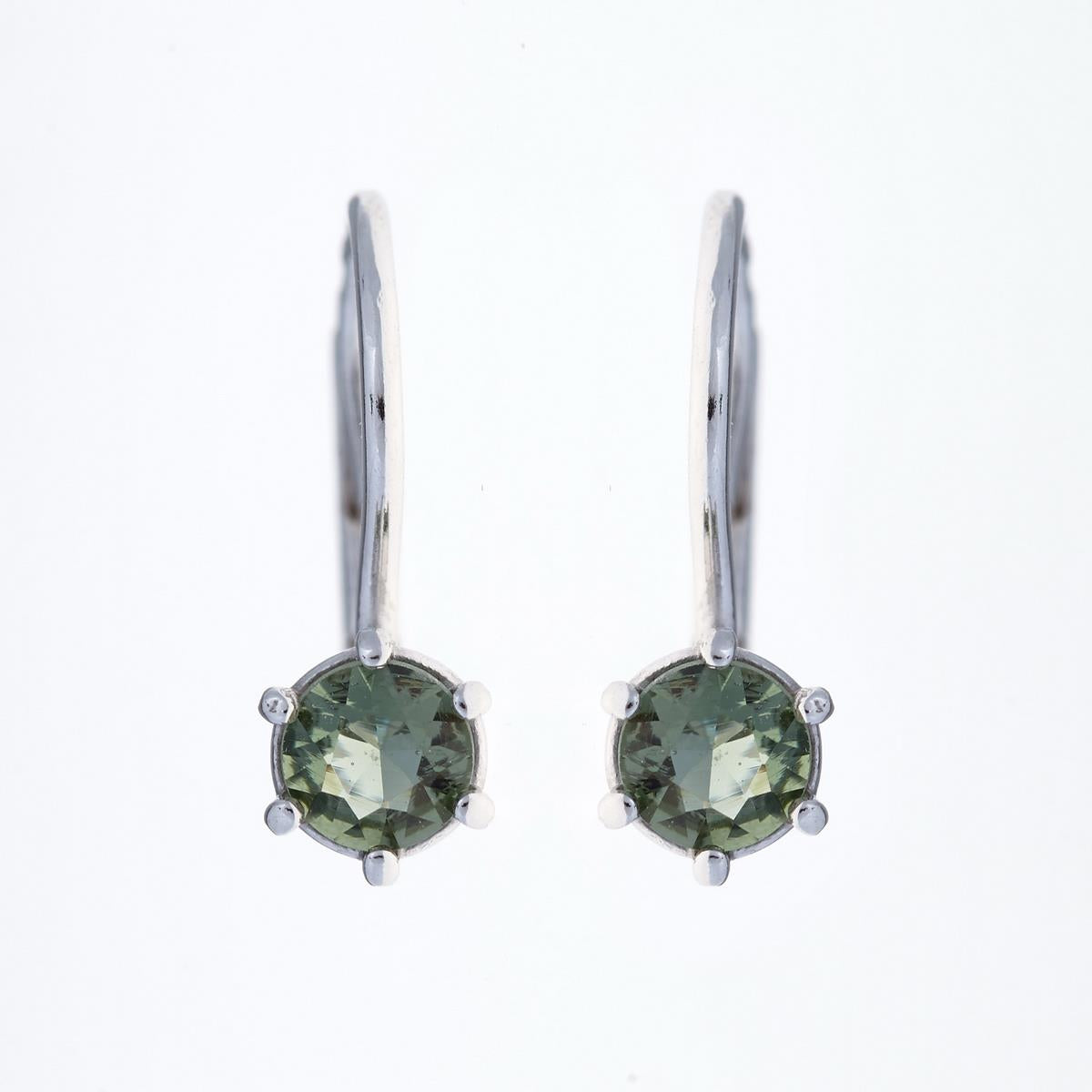 Silver earrings with moldavites 2138-4