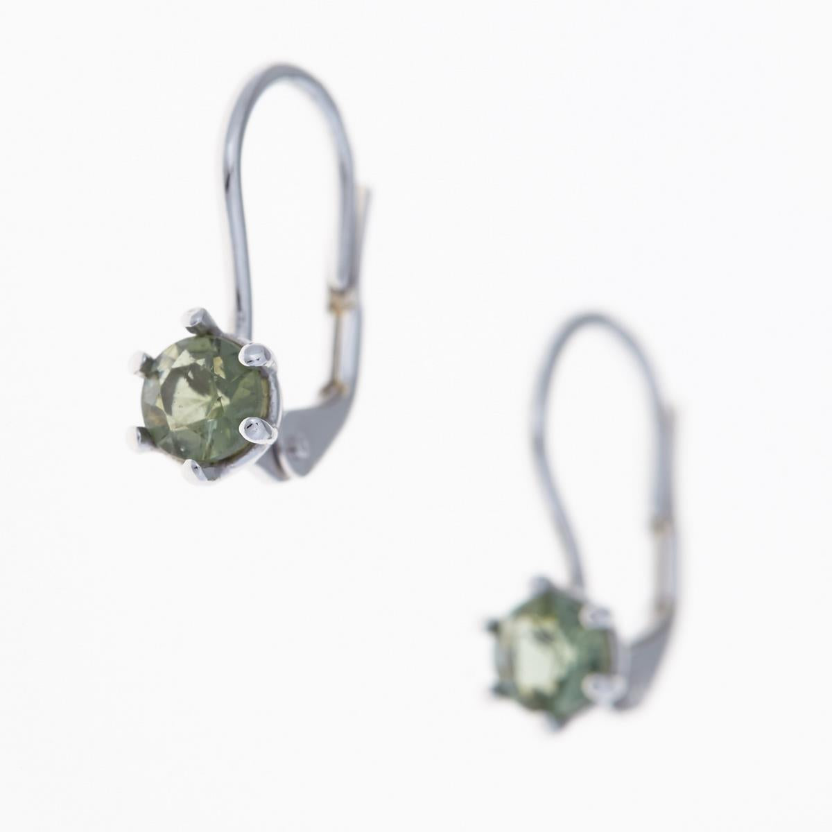 Silver earrings with moldavites 2138-4
