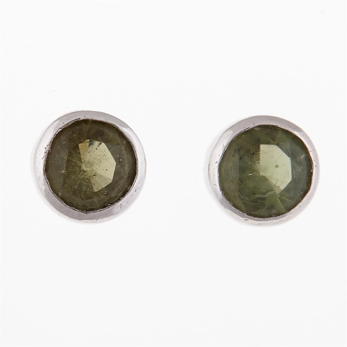 Silver earrings with moldavites 2139-3
