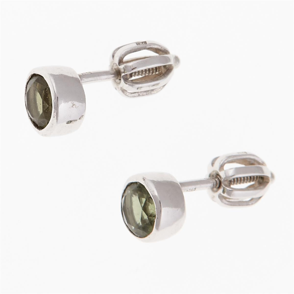 Silver earrings with moldavites 2139-3