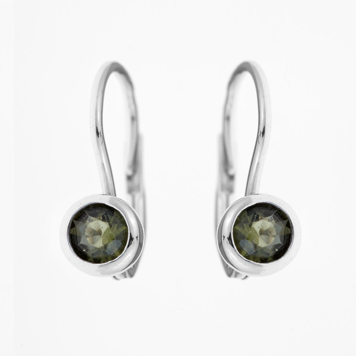 Silver earrings with moldavites 2139-4