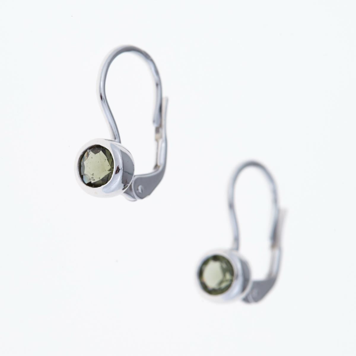 Silver earrings with moldavites 2139-4