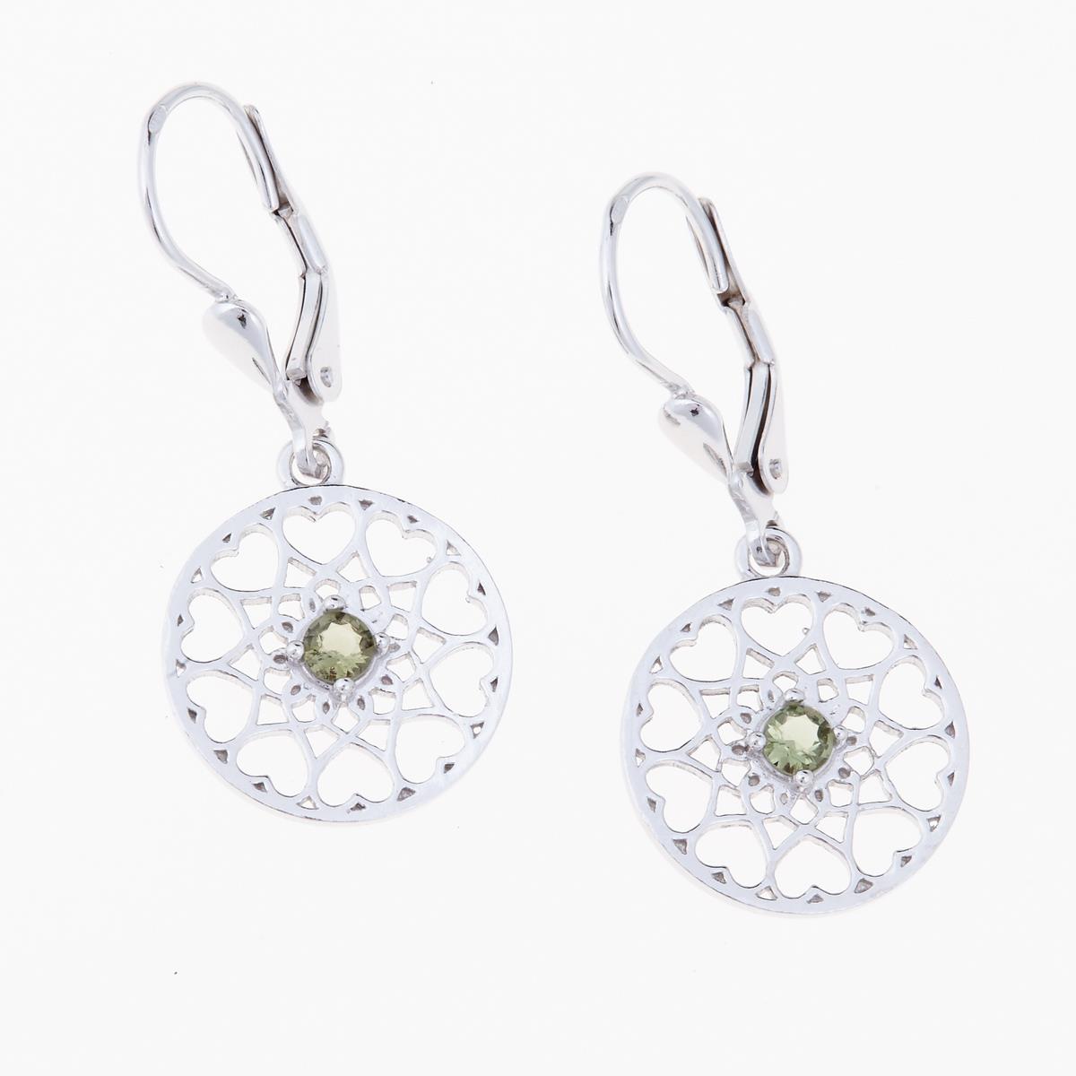 Silver earrings with moldavites 2182