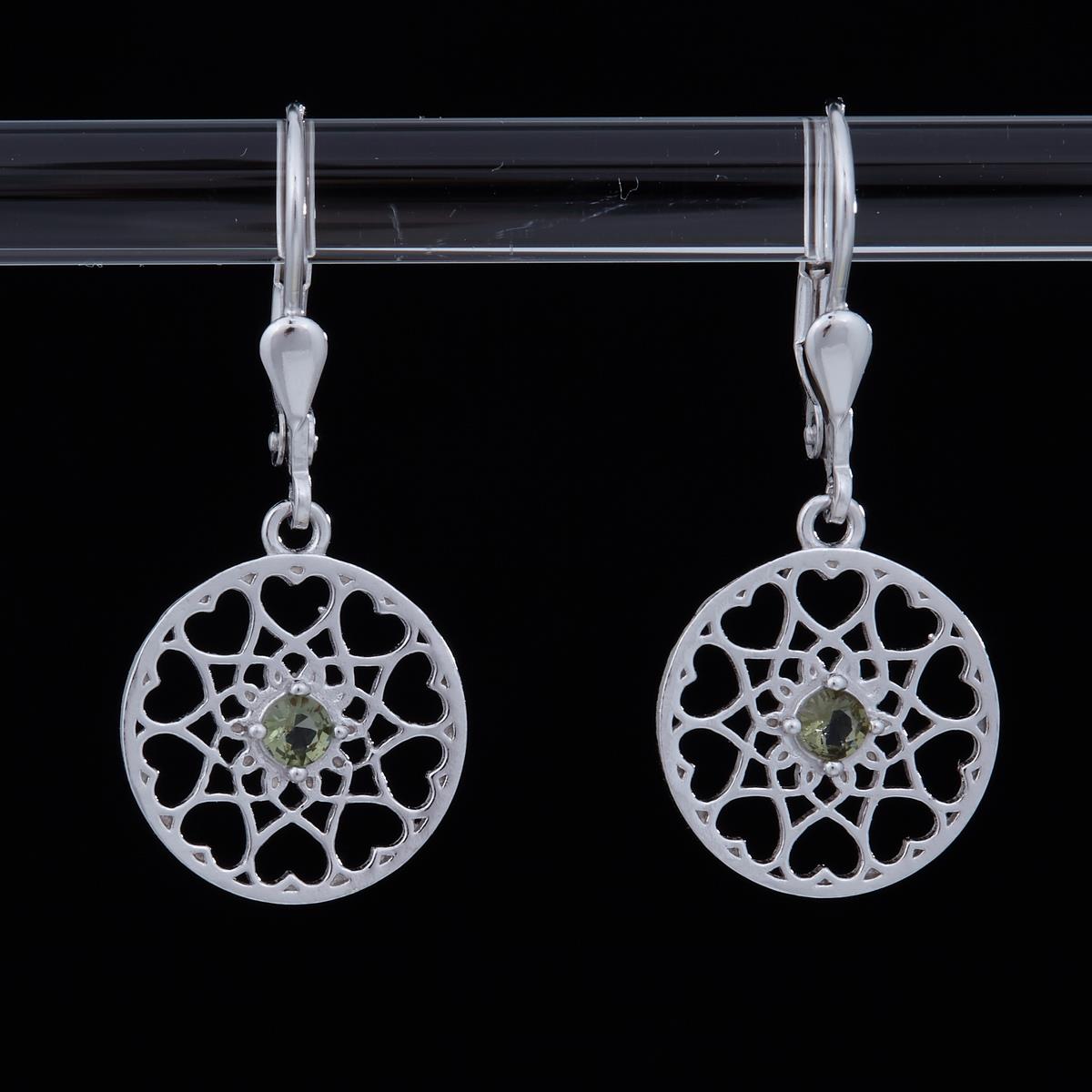 Silver earrings with moldavites 2182