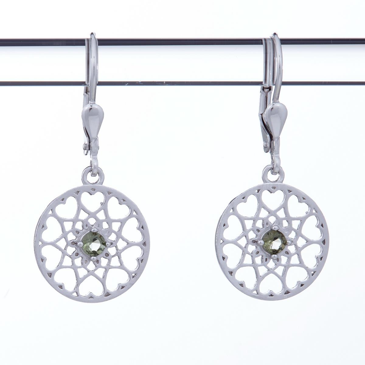 Silver earrings with moldavites 2182