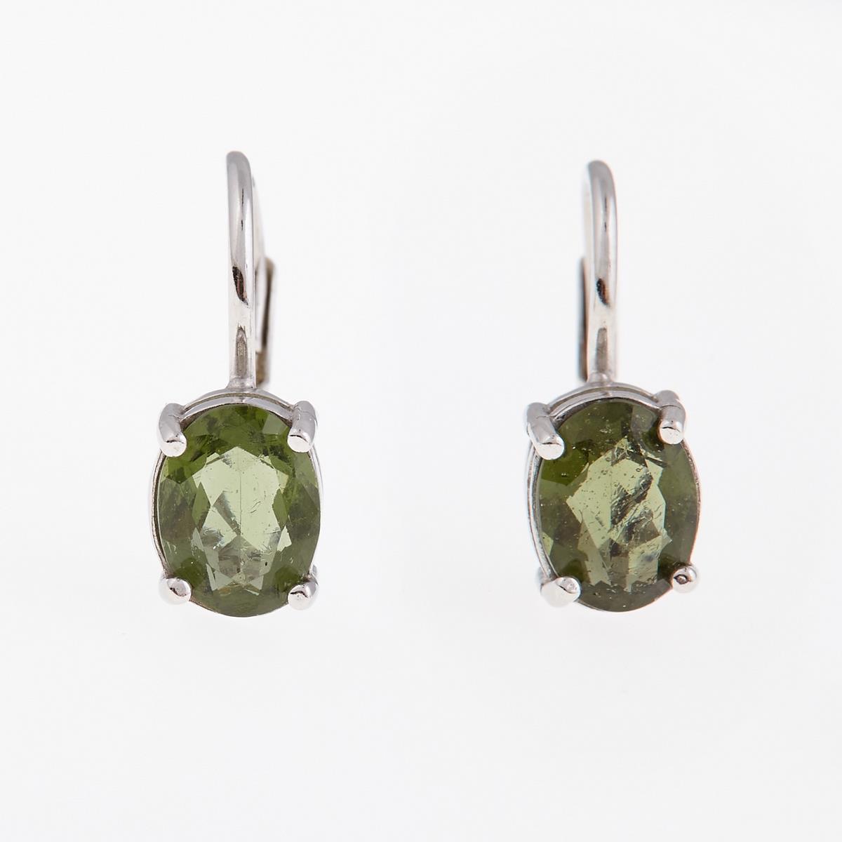 Silver earrings with moldavites 2191-4