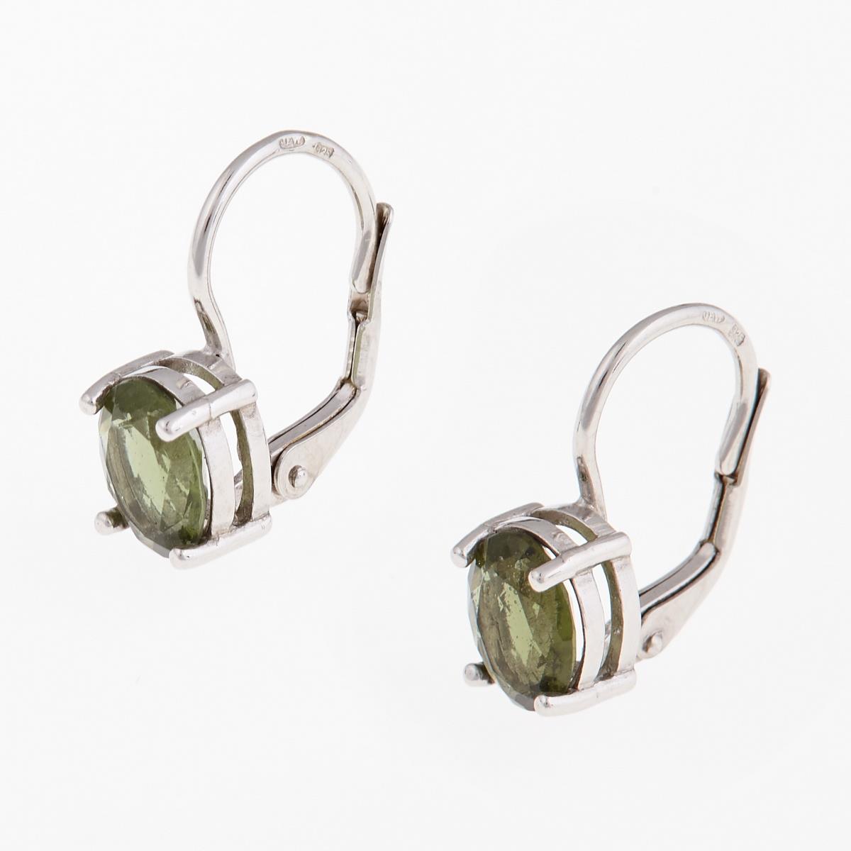 Silver earrings with moldavites 2191-4