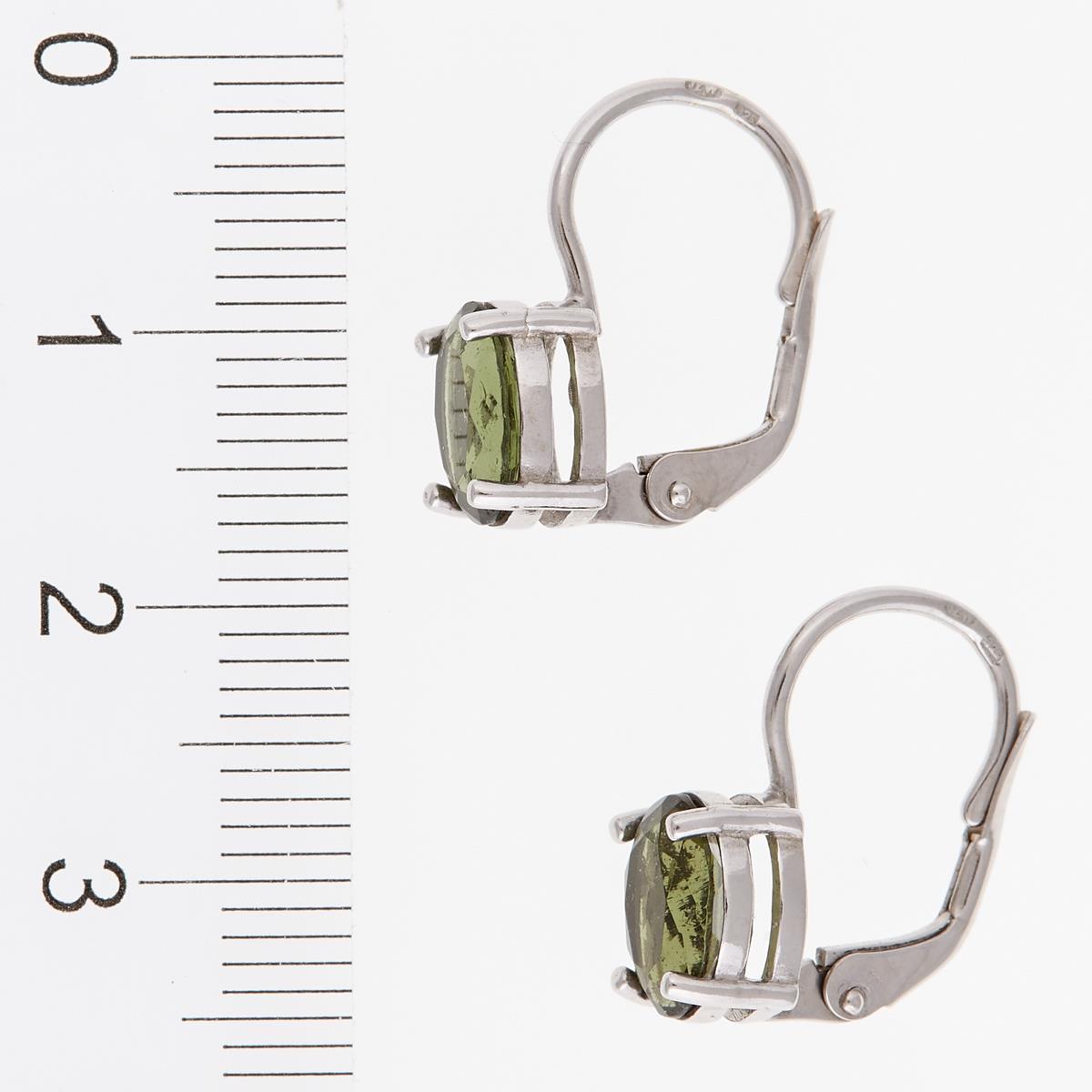 Silver earrings with moldavites 2191-4
