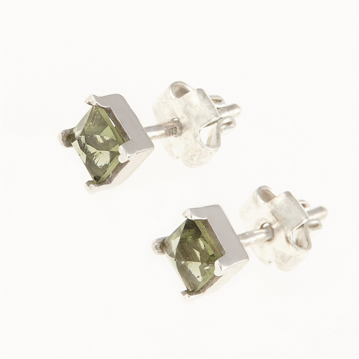 Silver earrings with moldavites 2195-2