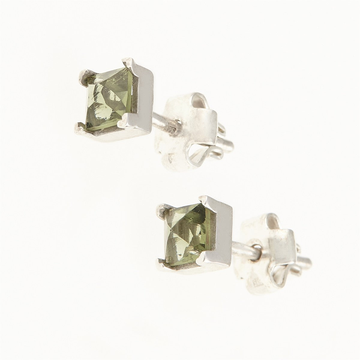 Silver earrings with moldavites 2195-2