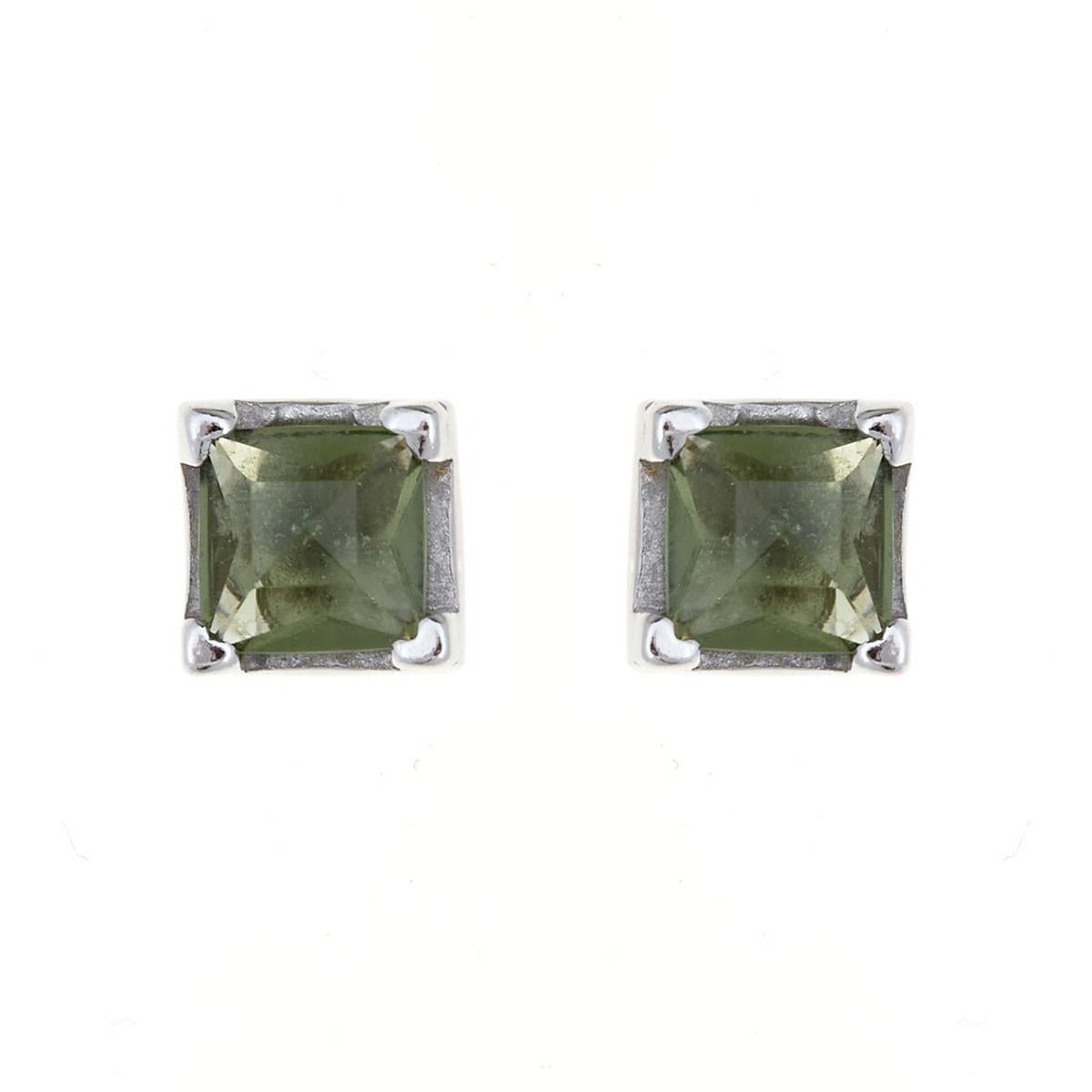 Silver earrings with moldavites 2195-3