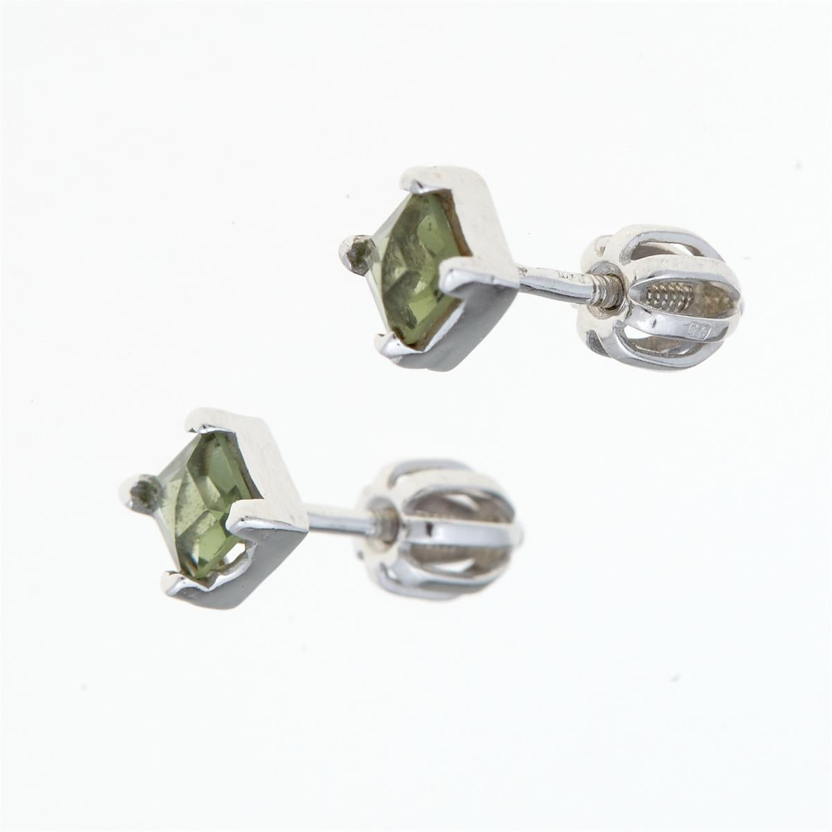 Silver earrings with moldavites 2195-3