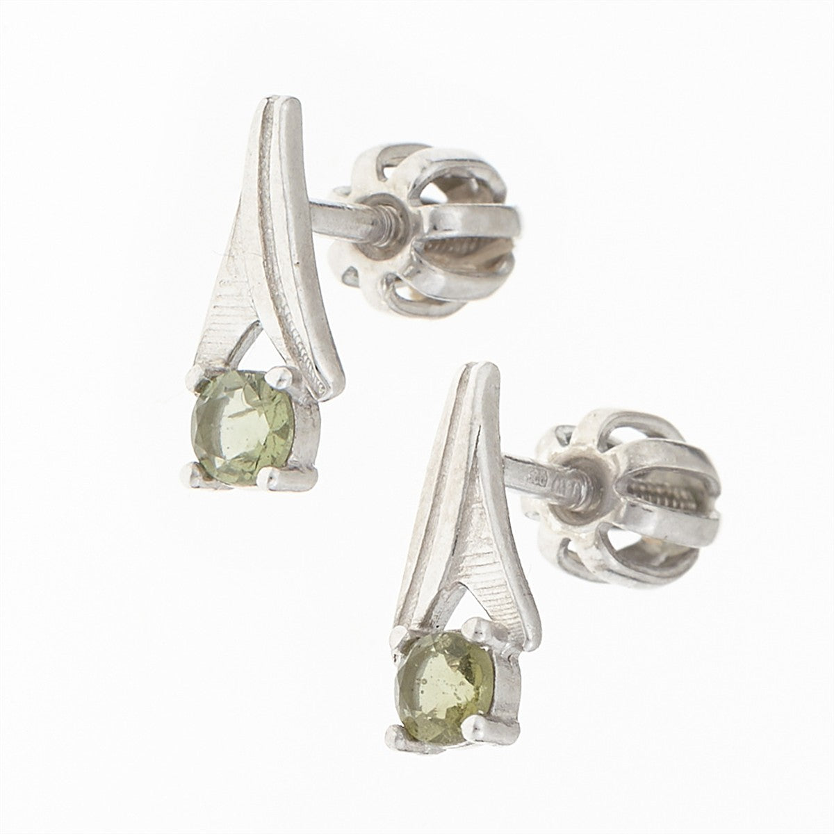 Silver earrings with moldavites 2214-3