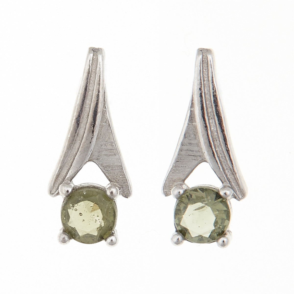Silver earrings with moldavites 2214-3