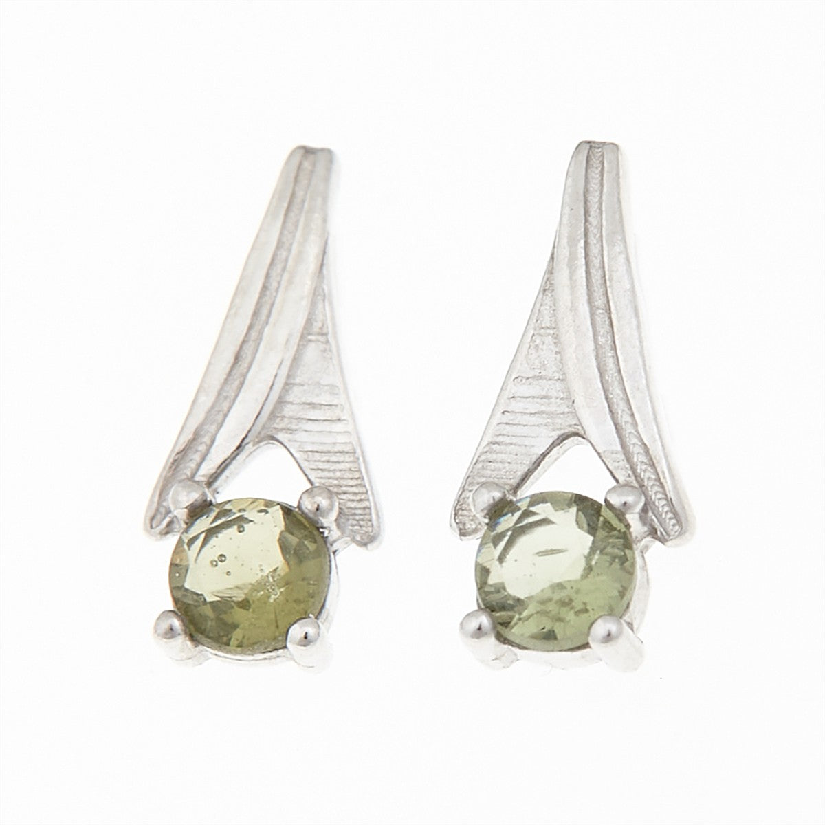 Silver earrings with moldavites 2214-3