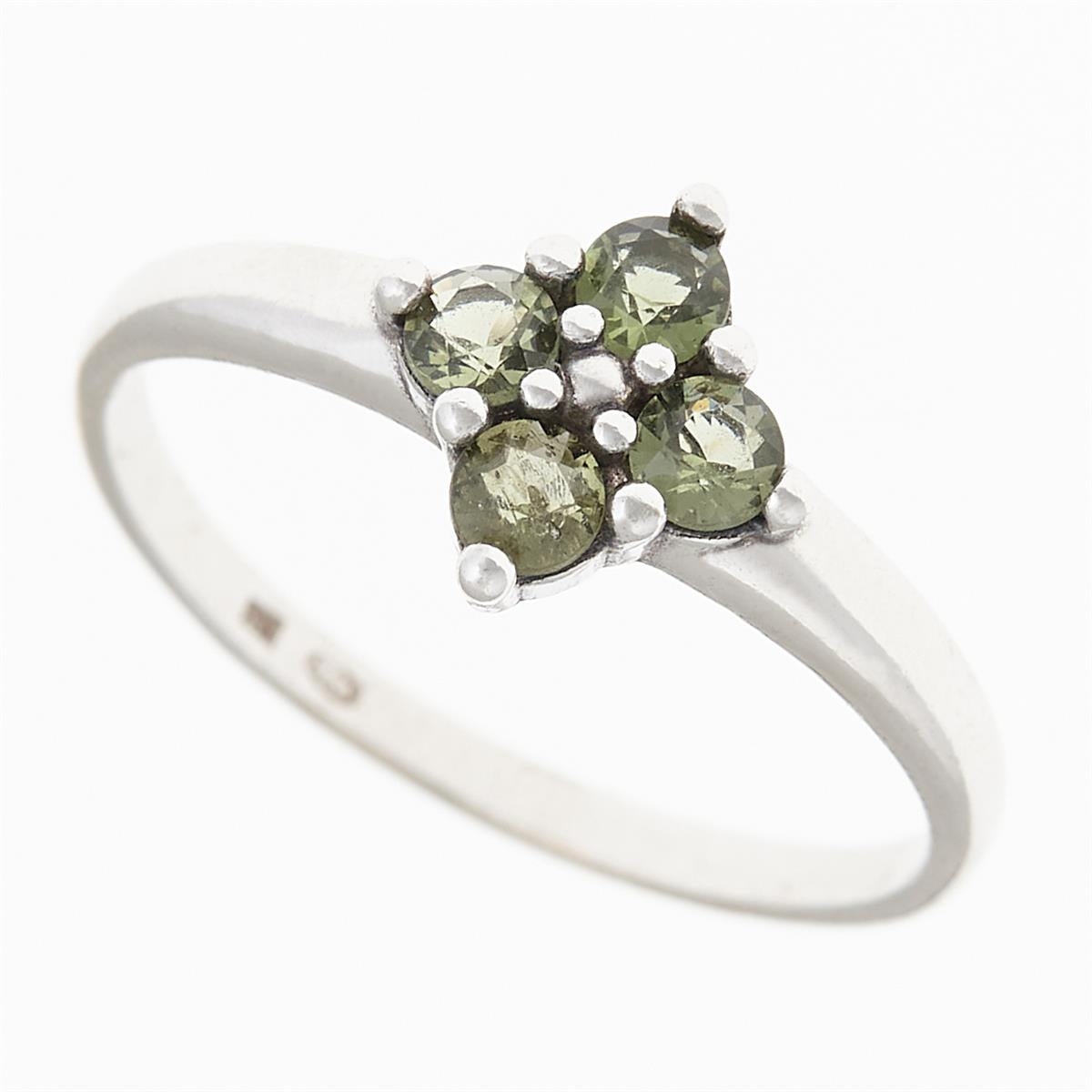 Silver ring with moldavites 3006