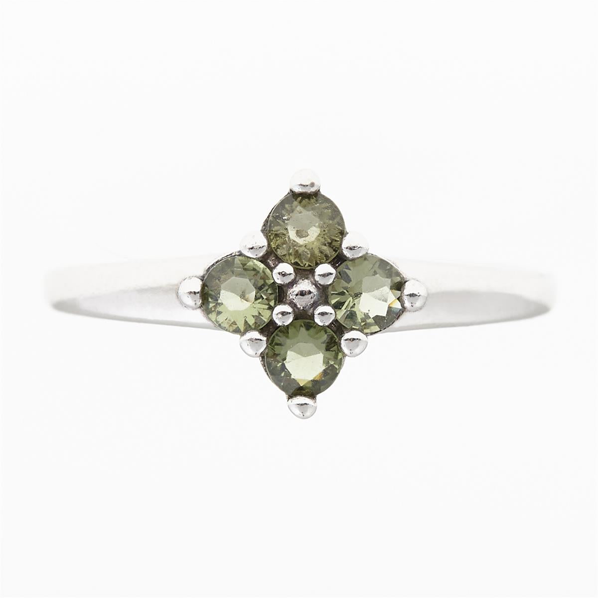 Silver ring with moldavites 3006