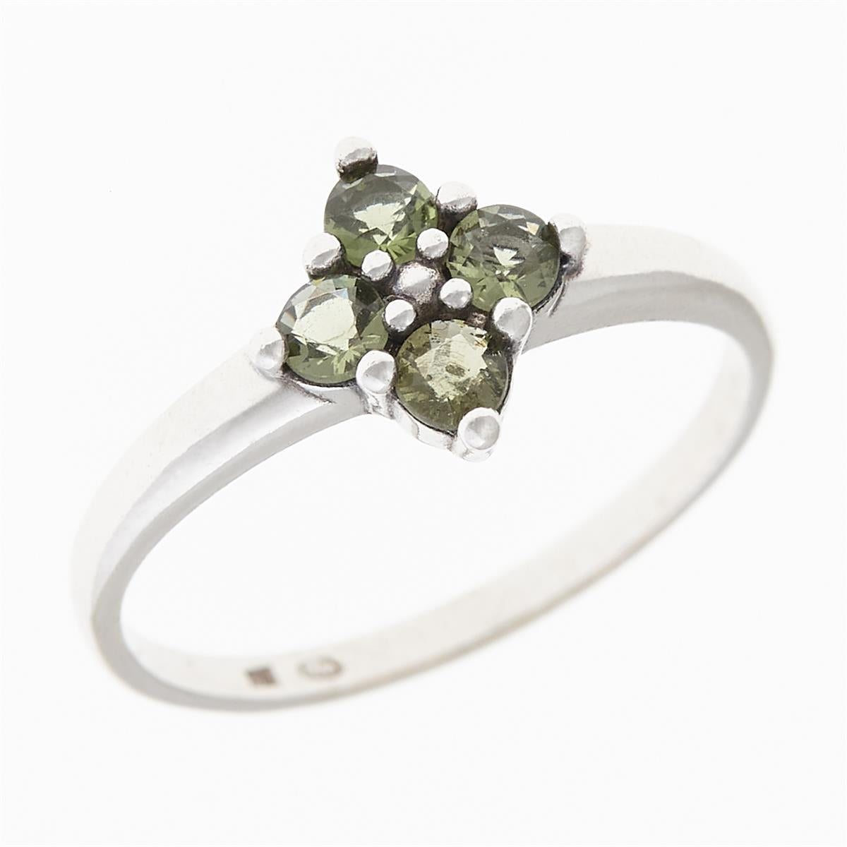 Silver ring with moldavites 3006
