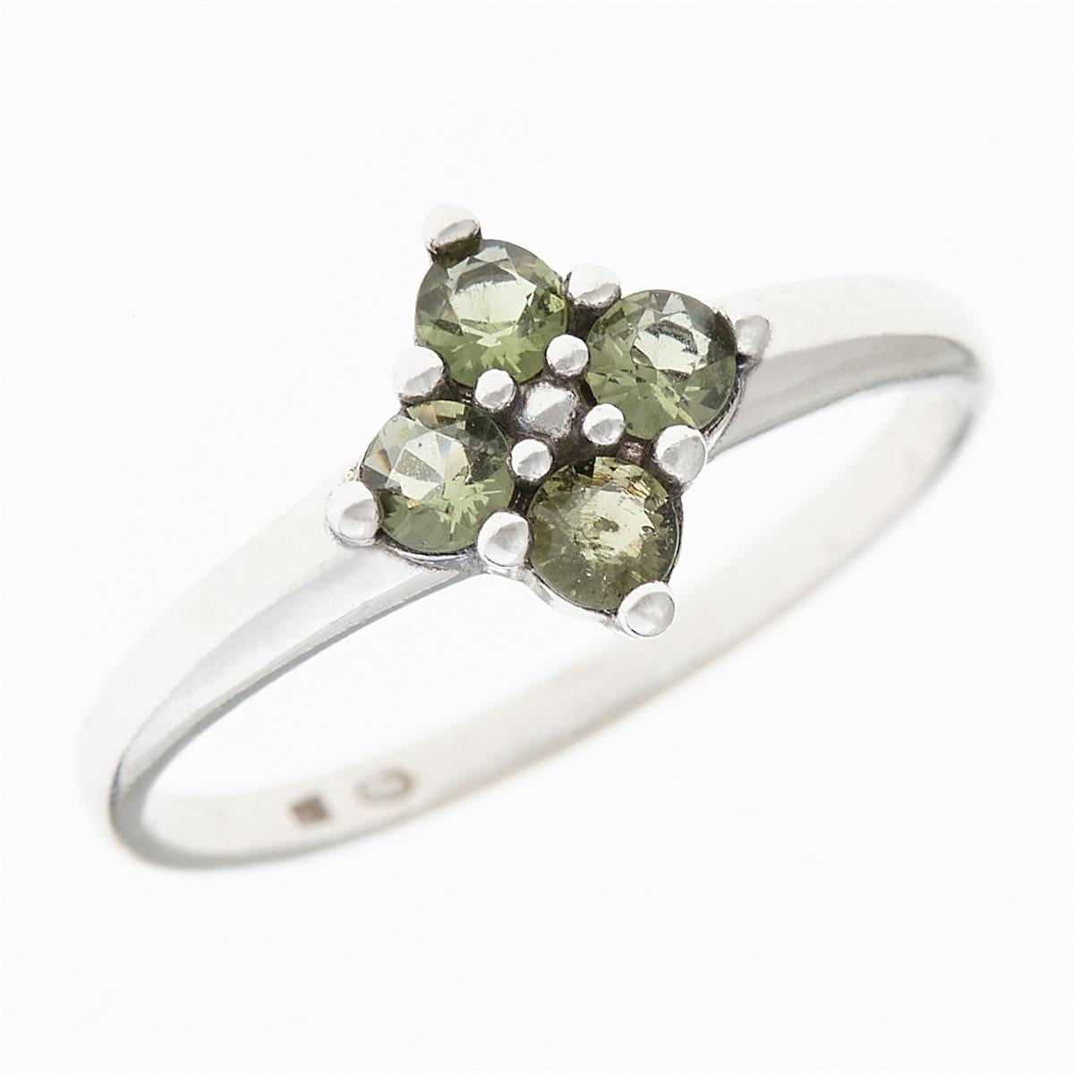 Silver ring with moldavites 3006