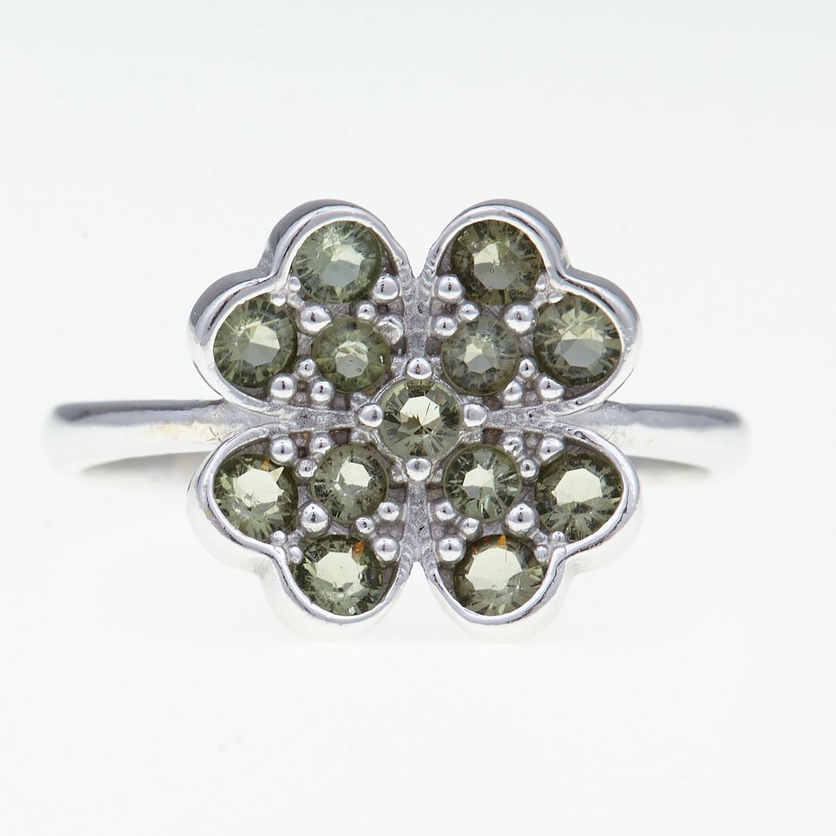 Silver ring with moldavites 3011