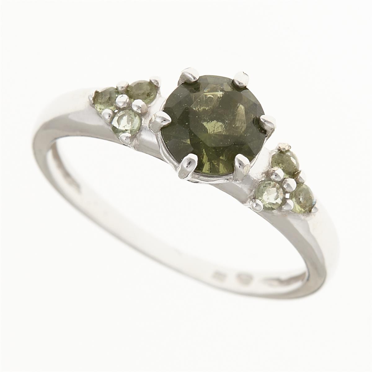 Silver ring with moldavites 3032