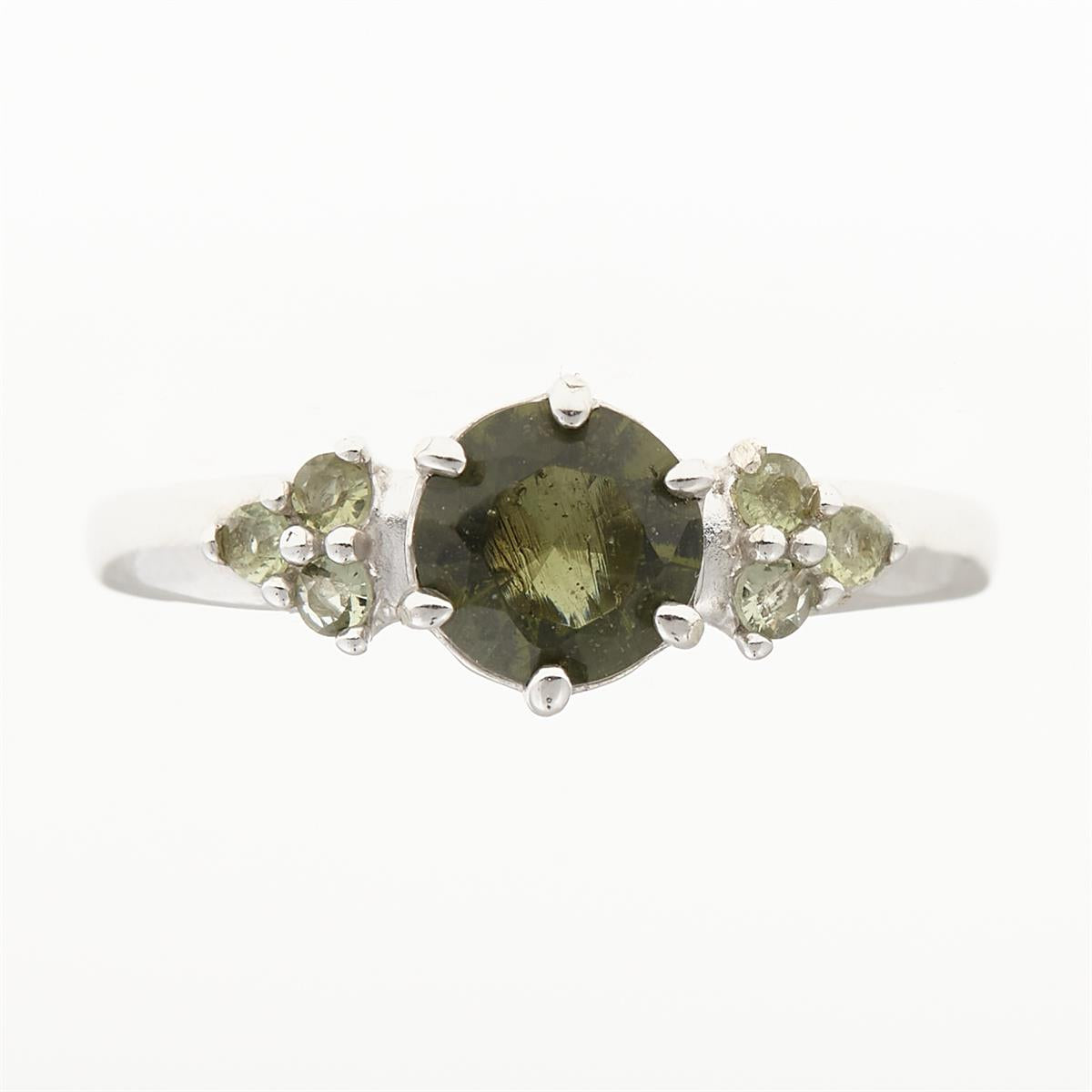 Silver ring with moldavites 3032
