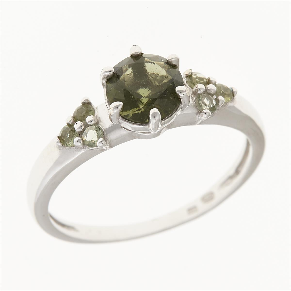 Silver ring with moldavites 3032