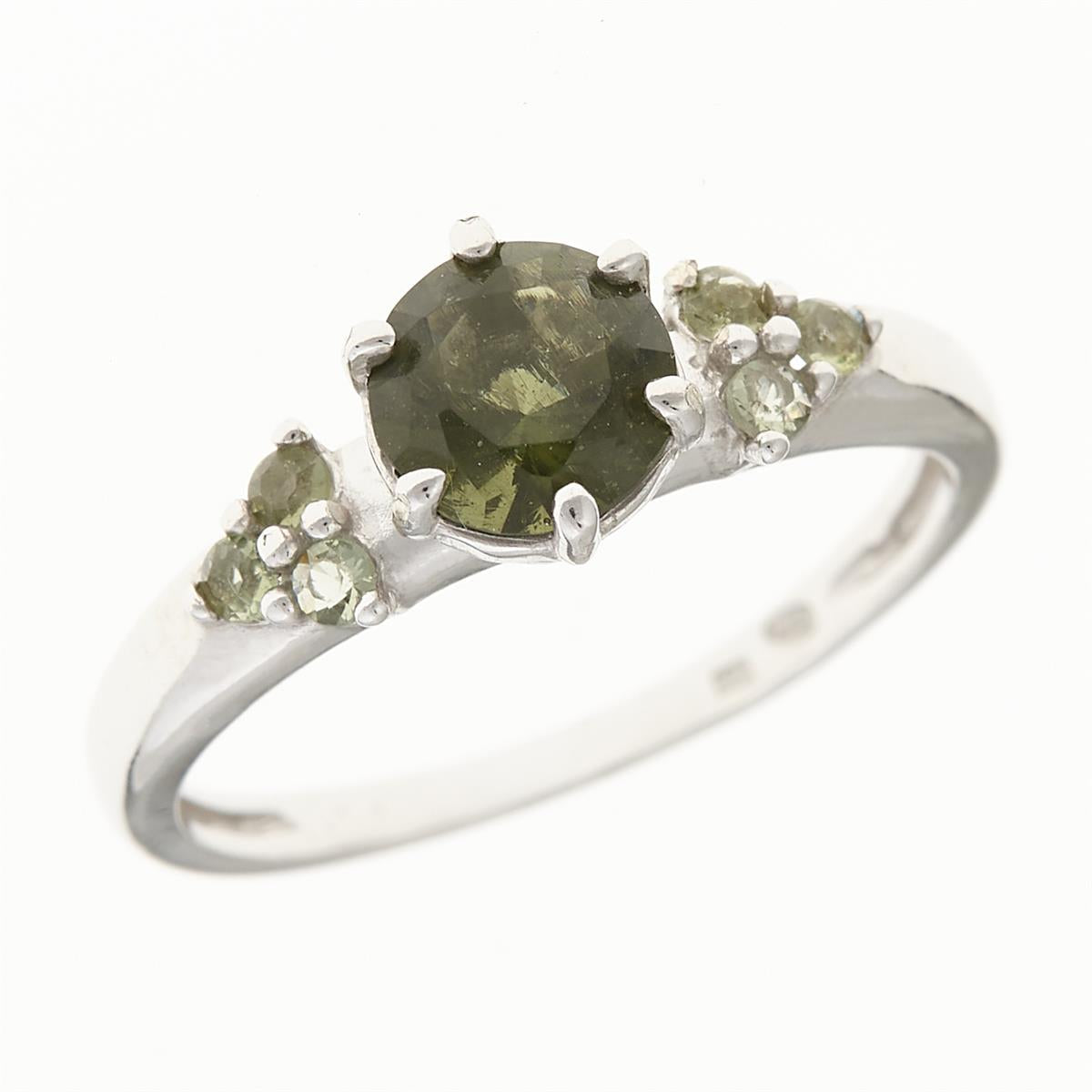 Silver ring with moldavites 3032