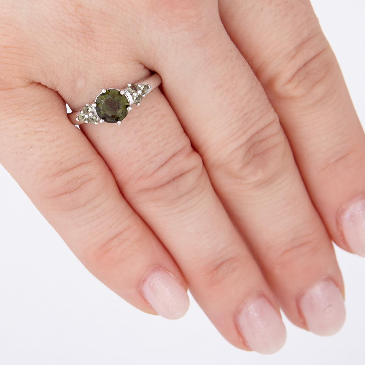 Silver ring with moldavites 3032