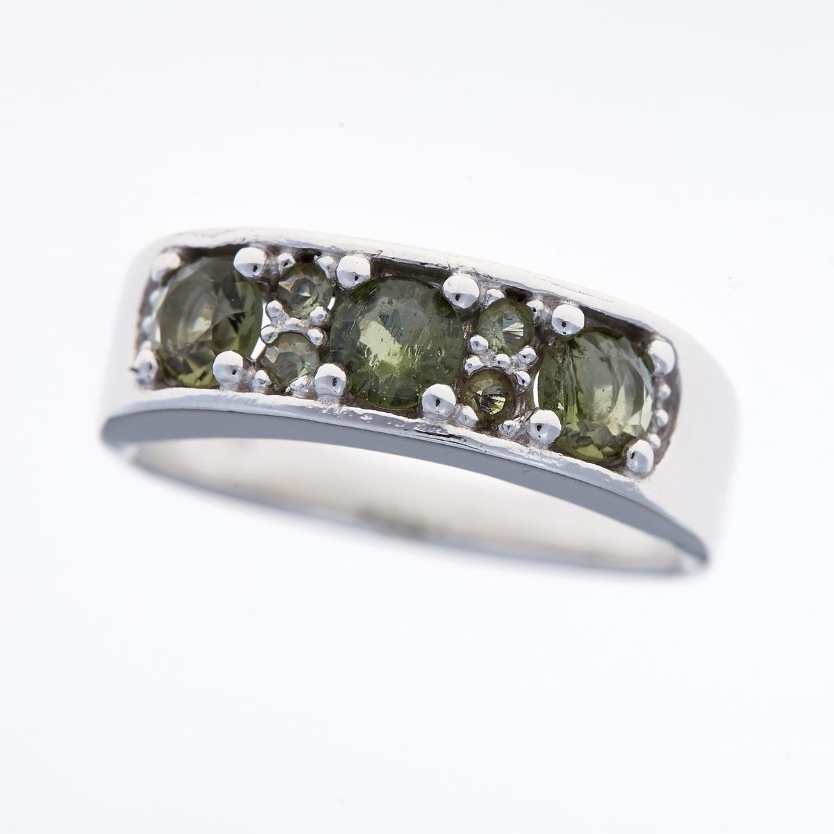 Silver ring with moldavites 3076