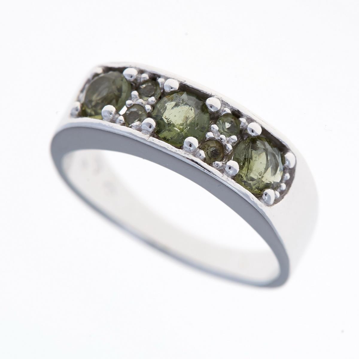 Silver ring with moldavites 3076
