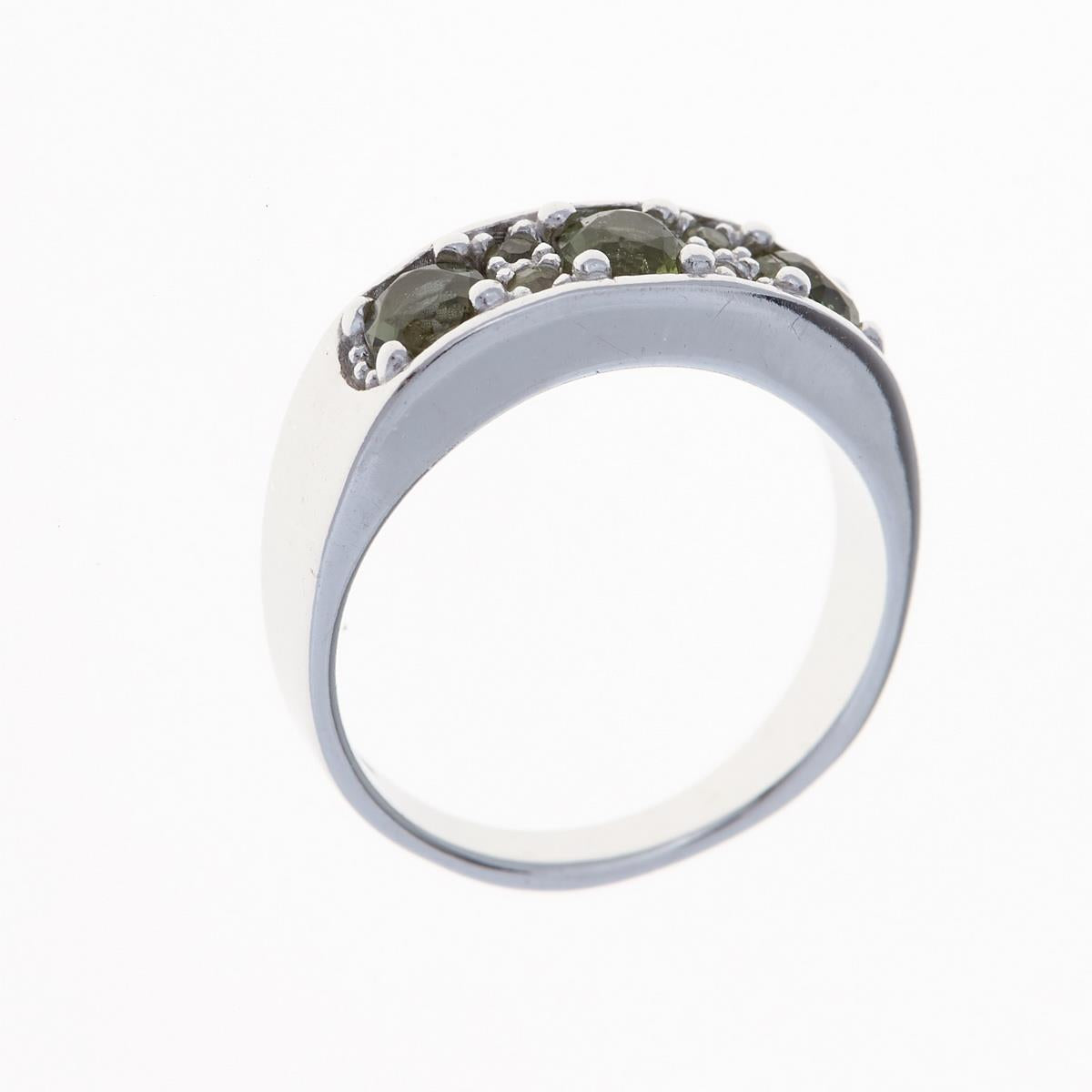 Silver ring with moldavites 3076