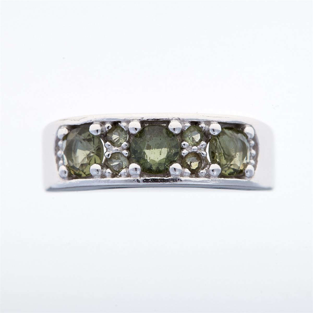 Silver ring with moldavites 3076