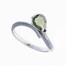 Silver ring with moldavite 3113
