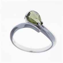 Silver ring with moldavite 3113