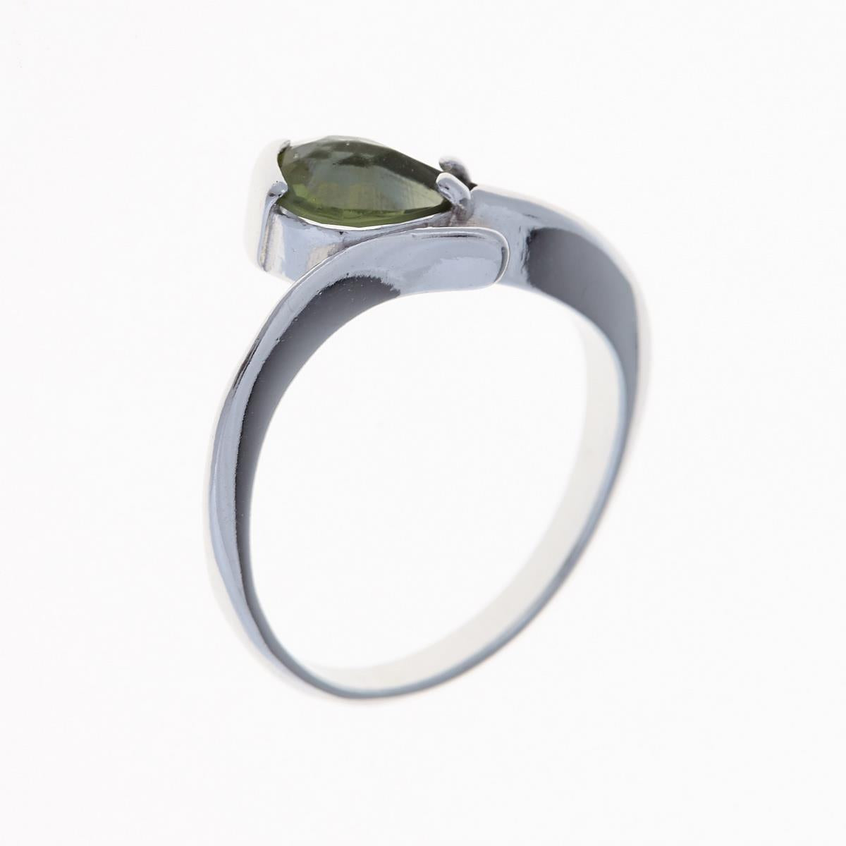 Silver ring with moldavite 3113