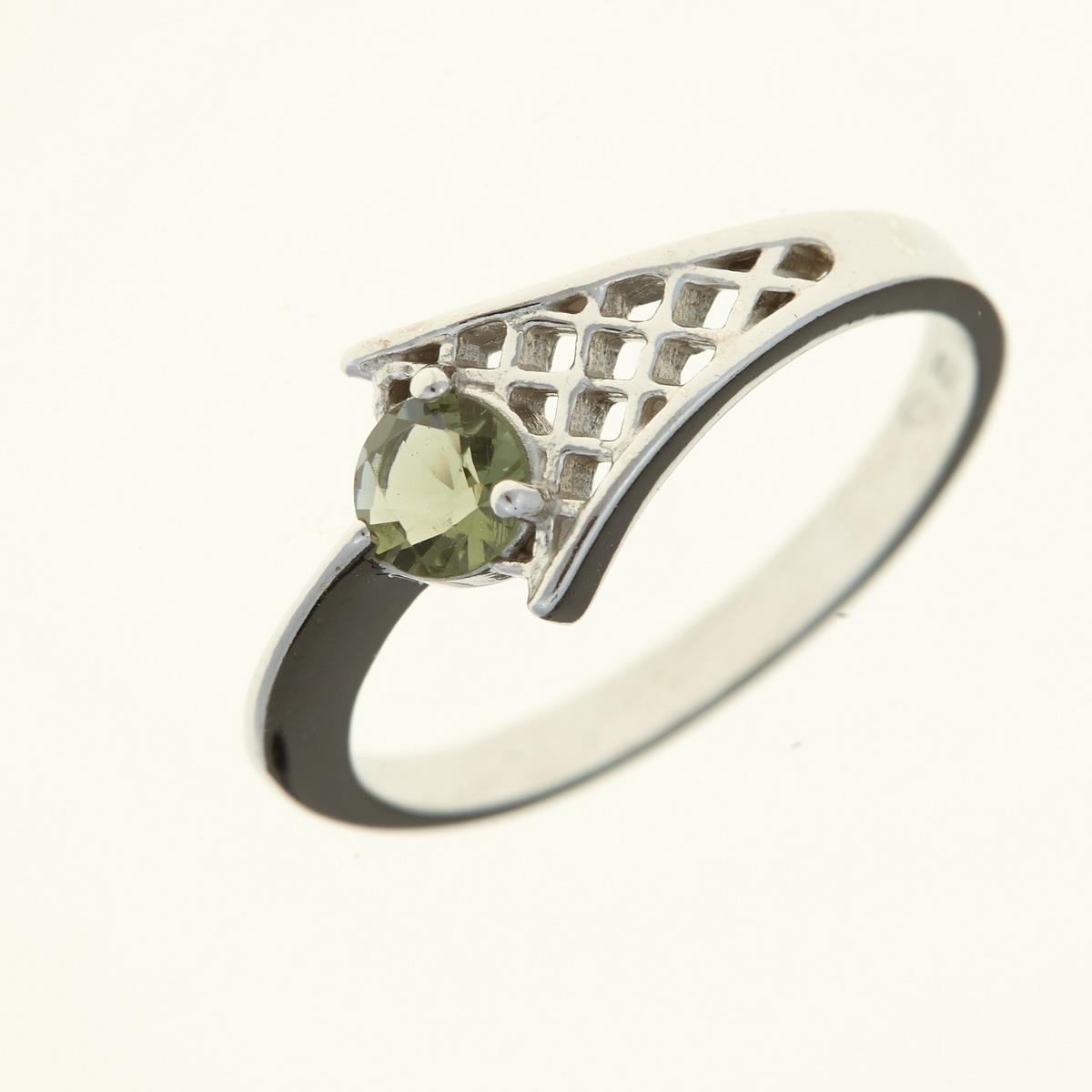 Silver ring with moldavite 3116