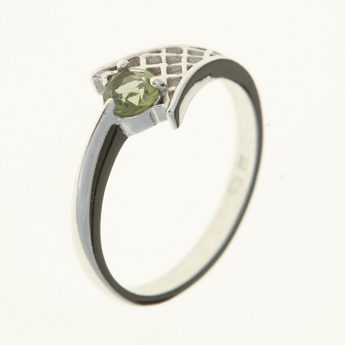 Silver ring with moldavite 3116