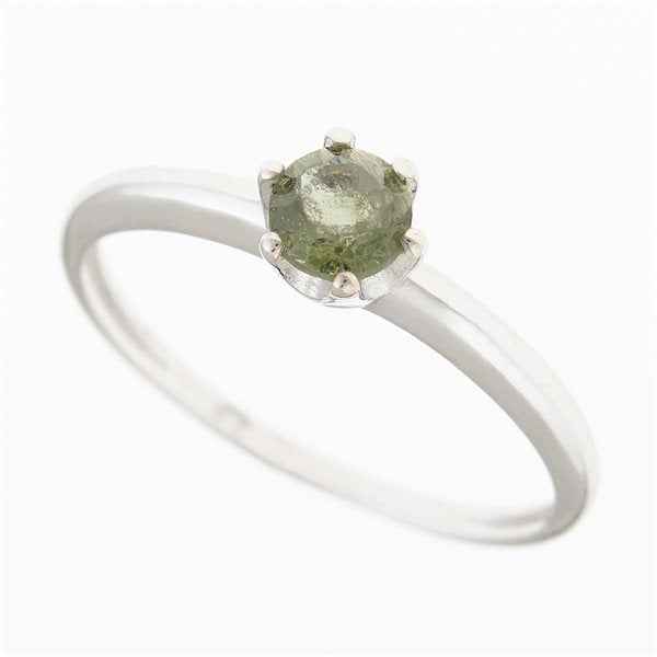 Silver ring with moldavite 3121