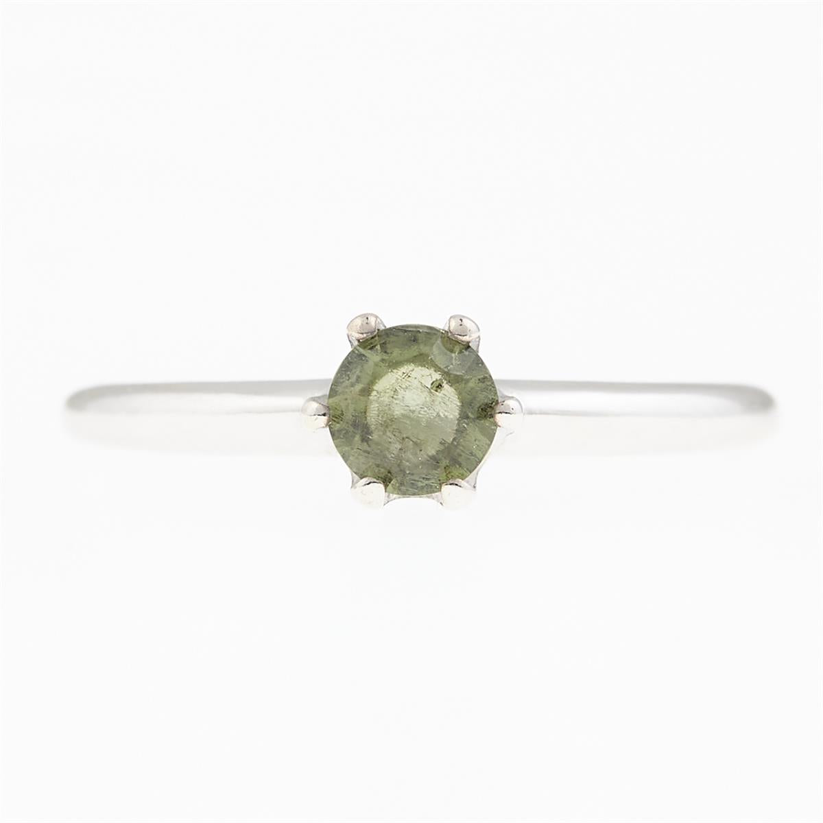 Silver ring with moldavite 3121