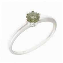 Silver ring with moldavite 3121